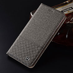 Handytasche Stand Schutzhülle Stoff H12P für Samsung Galaxy Note 10 Plus 5G Grau
