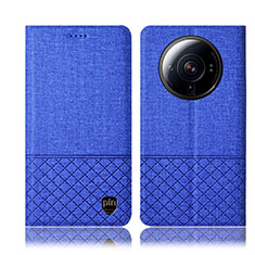 Handytasche Stand Schutzhülle Stoff H12P für Xiaomi Mi 12 Ultra 5G Blau
