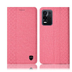 Handytasche Stand Schutzhülle Stoff H13P für Oppo K9X 5G Rosa