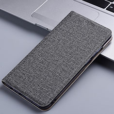 Handytasche Stand Schutzhülle Stoff H13P für Xiaomi Mi Note 10 Lite Grau