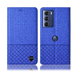 Handytasche Stand Schutzhülle Stoff H14P für Motorola Moto G200 5G Blau