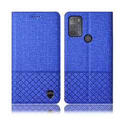Handytasche Stand Schutzhülle Stoff H14P für Motorola Moto G50 Blau