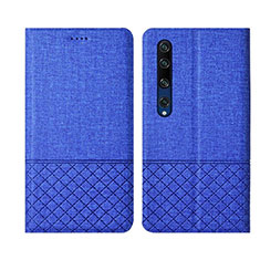 Handytasche Stand Schutzhülle Stoff L01 für Xiaomi Mi 10 Blau