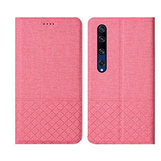 Handytasche Stand Schutzhülle Stoff L01 für Xiaomi Mi 10 Rosa