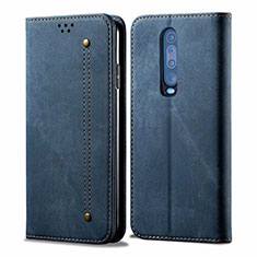 Handytasche Stand Schutzhülle Stoff L02 für Xiaomi Redmi K30 4G Blau