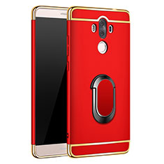 Hülle Luxus Metall Rahmen und Kunststoff mit Fingerring Ständer A03 für Huawei Mate 9 Rot