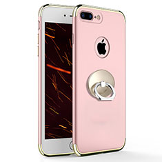 Hülle Luxus Metall Rahmen und Kunststoff mit Fingerring Ständer A04 für Apple iPhone 8 Plus Rosa