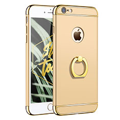 Hülle Luxus Metall Rahmen und Kunststoff mit Fingerring Ständer für Apple iPhone 6 Plus Gold