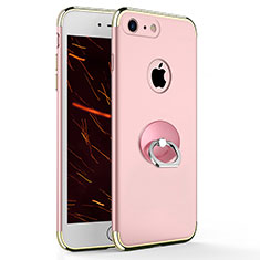 Hülle Luxus Metall Rahmen und Kunststoff mit Fingerring Ständer für Apple iPhone 8 Rosa