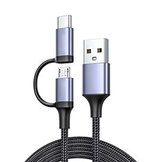 Kabel Type-C und Mrico USB Android Universal 3A H01 für Oppo Reno11 5G Dunkelgrau