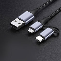 Kabel Type-C und Mrico USB Android Universal 3A H01 für Oppo A18 Dunkelgrau
