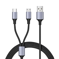 Kabel Type-C und Mrico USB Android Universal T02 für Huawei Mate 40E Pro 5G Schwarz