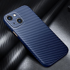 Kohlefaser Hülle Handyhülle Luxus Schutzhülle Flexible Tasche Köper C01 für Apple iPhone 14 Plus Blau