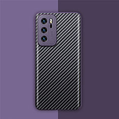 Kohlefaser Hülle Handyhülle Luxus Schutzhülle Flexible Tasche Köper für Huawei P40 Violett
