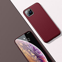 Kohlefaser Hülle Handyhülle Luxus Schutzhülle Tasche Köper für Apple iPhone 11 Pro Rot
