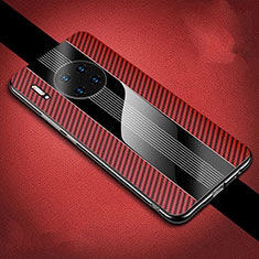 Kohlefaser Hülle Handyhülle Luxus Schutzhülle Tasche Köper T01 für Huawei Mate 30 Rot