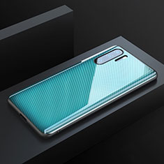 Kohlefaser Hülle Handyhülle Luxus Schutzhülle Tasche Köper T01 für Huawei P30 Pro Cyan