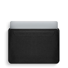 Leder Handy Tasche Sleeve Schutz Hülle L02 für Apple MacBook 12 zoll Schwarz