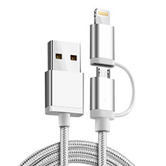 Lightning USB Ladekabel Kabel Android Micro USB C01 für Apple iPad 10.2 (2020) Silber