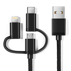 Lightning USB Ladekabel Kabel Android Micro USB C01 für Apple iPhone 11 Pro Schwarz