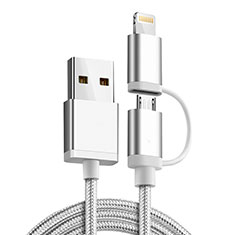 Lightning USB Ladekabel Kabel Android Micro USB C01 für Apple iPhone 11 Silber