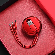 Lightning USB Ladekabel Kabel Android Micro USB C09 für Apple iPhone 13 Pro Rot