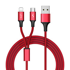 Lightning USB Ladekabel Kabel Android Micro USB ML05 für Wiko View Rot
