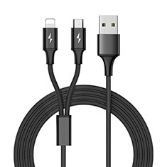 Lightning USB Ladekabel Kabel Android Micro USB ML05 für Sony Xperia XA3 Ultra Schwarz