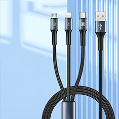 Lightning USB Ladekabel Kabel Android Micro USB Type-C 100W H01 für Apple iPad Air 5 10.9 (2022) Schwarz