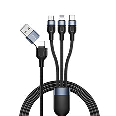 Lightning USB Ladekabel Kabel Android Micro USB Type-C 100W H02 Schwarz