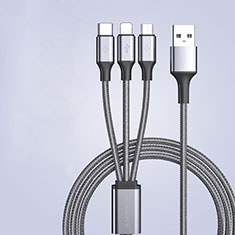 Lightning USB Ladekabel Kabel Android Micro USB Type-C 3.5A H01 für Oppo A2x 5G Dunkelgrau