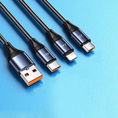 Lightning USB Ladekabel Kabel Android Micro USB Type-C 6A H01 für Oppo Reno10 5G Schwarz