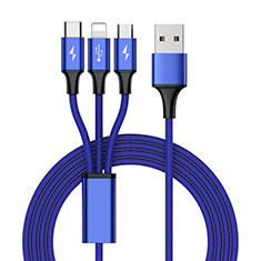 Lightning USB Ladekabel Kabel Android Micro USB Type-C ML01 für LG K22 Blau