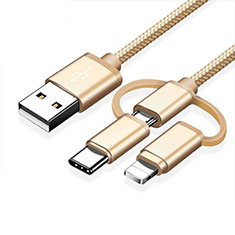 Lightning USB Ladekabel Kabel Android Micro USB Type-C ML05 Gold