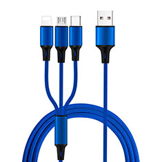 Lightning USB Ladekabel Kabel Android Micro USB Type-C ML08 Blau