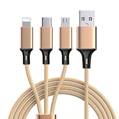 Lightning USB Ladekabel Kabel Android Micro USB Type-C ML08 für Apple iPhone 12 Pro Max Gold