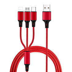 Lightning USB Ladekabel Kabel Android Micro USB Type-C ML08 für Huawei Y9a Rot