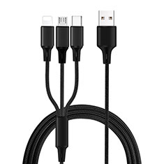 Lightning USB Ladekabel Kabel Android Micro USB Type-C ML08 für Motorola Moto G51 5G Schwarz
