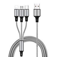 Lightning USB Ladekabel Kabel Android Micro USB Type-C ML08 für Vivo V20 SE Silber