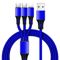 Lightning USB Ladekabel Kabel Android Micro USB Type-C ML09 Blau