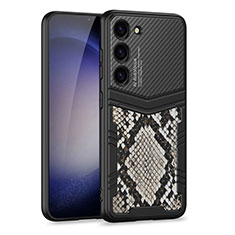 Luxus Leder Hülle Handyhülle und Kunststoff Schutzhülle Hartschalen Tasche AC5 für Samsung Galaxy S22 Plus 5G Schwarz