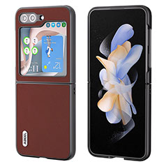 Luxus Leder Hülle Handyhülle und Kunststoff Schutzhülle Hartschalen Tasche AD2 für Samsung Galaxy Z Flip5 5G Rot