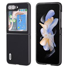 Luxus Leder Hülle Handyhülle und Kunststoff Schutzhülle Hartschalen Tasche AD2 für Samsung Galaxy Z Flip5 5G Schwarz