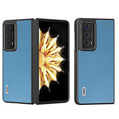 Luxus Leder Hülle Handyhülle und Kunststoff Schutzhülle Hartschalen Tasche B02H für Huawei Honor Magic V2 Ultimate 5G Blau