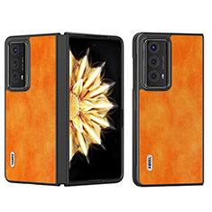 Luxus Leder Hülle Handyhülle und Kunststoff Schutzhülle Hartschalen Tasche B03H für Huawei Honor Magic V2 Ultimate 5G Orange