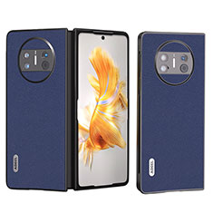 Luxus Leder Hülle Handyhülle und Kunststoff Schutzhülle Hartschalen Tasche B04H für Huawei Mate X3 Blau