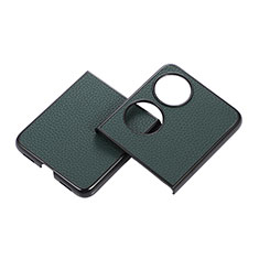 Luxus Leder Hülle Handyhülle und Kunststoff Schutzhülle Hartschalen Tasche B04H für Huawei P60 Pocket Grün