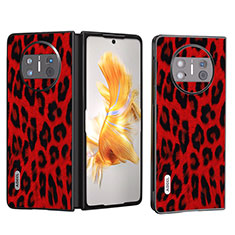 Luxus Leder Hülle Handyhülle und Kunststoff Schutzhülle Hartschalen Tasche B05H für Huawei Mate X3 Rot