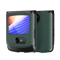 Luxus Leder Hülle Handyhülle und Kunststoff Schutzhülle Hartschalen Tasche BH1 für Motorola Moto RAZR (2022) 5G Grün