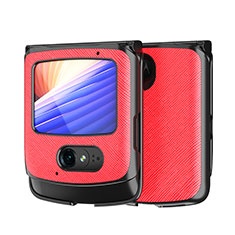 Luxus Leder Hülle Handyhülle und Kunststoff Schutzhülle Hartschalen Tasche BH1 für Motorola Moto RAZR (2022) 5G Rot